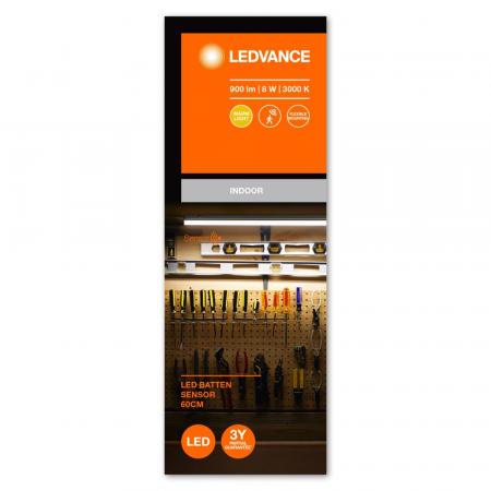 60cm LEDVANCE LED Sensor Batten 8W 3000K Unterbauleuchte